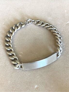 Vintage Sterling Silver ID Curb Chain Bracelet 925